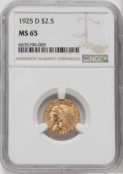 1925-D $2.50 Indian Quarter Eagle NGC MS65 (762929010)