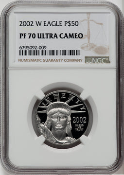 2002-W $50 Half-Ounce Platinum Eagle Brown Label NGC PF70
