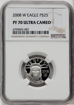 2008-W $25 Quarter-Ounce Platinum Eagle Statue of Liberty NGC PF70