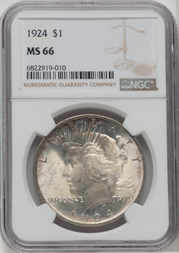 1924 $1 Peace Dollar NGC MS66