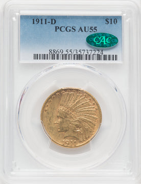 1911-D $10 CAC Indian Eagle PCGS AU55