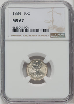 1884 10C Seated Dime NGC MS67
