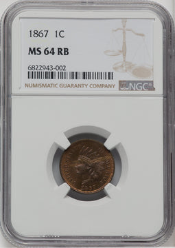 1867 1C RB Indian Cent NGC MS64