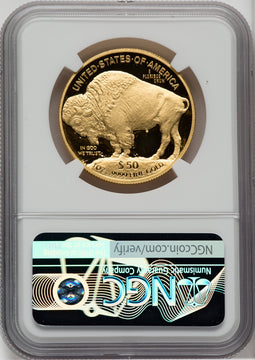 2008-W $50 One-Ounce Gold Buffalo .9999 Fine Gold Brown Label NGC PF70