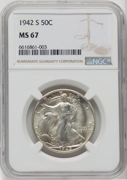 1942-S 50C Walking Liberty Half Dollar NGC MS67