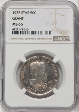 1922 50C Grant With Star Commemorative Silver NGC MS65