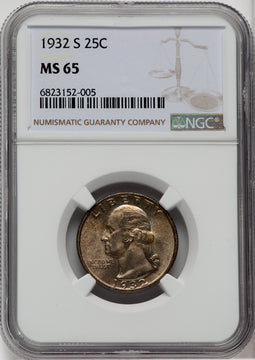 1932-S 25C Washington Quarter NGC MS65