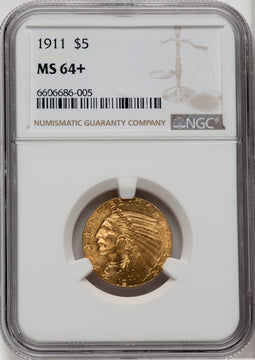 1911 $5 Indian Half Eagle NGC MS64+