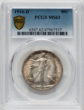 1916-D 50C Walking Liberty Half Dollar PCGS MS62
