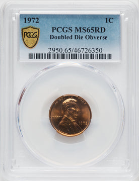 1972 1C Doubled Die Obverse RD Lincoln Cent PCGS MS65