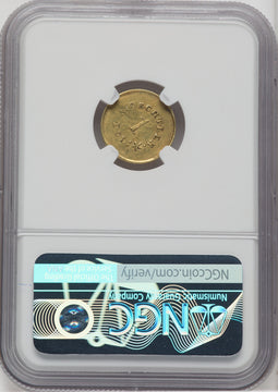 1842-52 A. Bechtler Dollar 27G. 21C. Plain Edge Territorial Gold NGC AU55