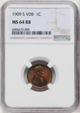 1909-S 1C VDB RB Lincoln Cent NGC MS64