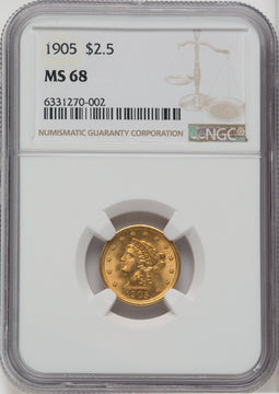1905 $2.50 Liberty Quarter Eagle NGC MS68
