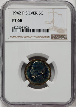 1942-P 5C TYPE 2 Proof Jefferson Nickel NGC PR68