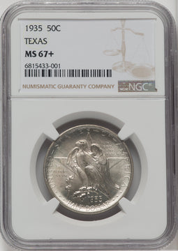 1935 50C Texas Commemorative Silver NGC MS67+