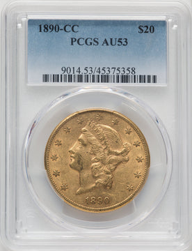 1890-CC $20 Liberty Double Eagle PCGS AU53