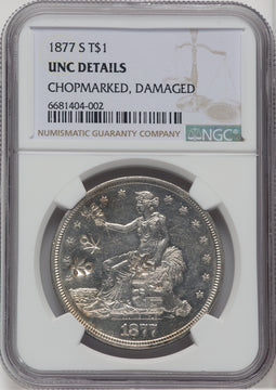 1877-S T$1 Chop Mark Trade Dollar Details NGC MS60