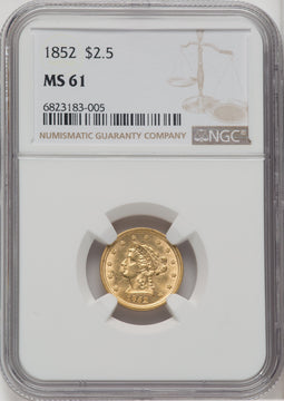 1852 $2.50 Liberty Quarter Eagle NGC MS61