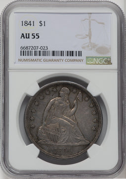 1841 S$1 Seated Dollar NGC AU55