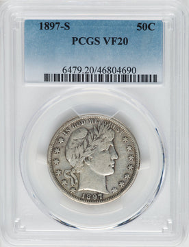 1897-S 50C Barber Half Dollar PCGS VF20