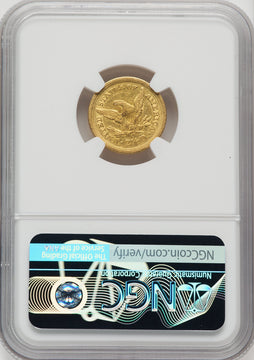 1843-O $2.50 Small Date Crosslet 4 Liberty Quarter Eagle NGC AU53