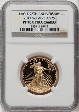 2011-W $25 Half-Ounce Gold Eagle Brown Label NGC PF70