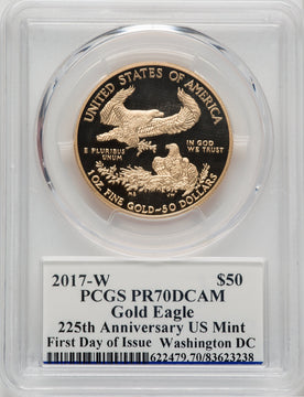 2017-W $50 One-Ounce Gold Eagle First Day of Issue Moy Washington PCGS PR70