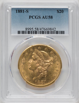 1881-S $20 Liberty Double Eagle PCGS AU58