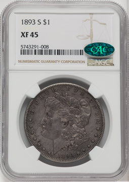 1893-S $1 CAC Morgan Dollar NGC XF45