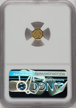 1859 Liberty Octagonal 25 Cents BG-705 High R.6 California Fractional Gold NGC MS63