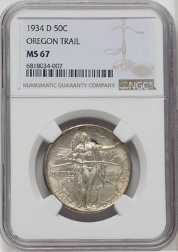 1934-D 50C Oregon Commemorative Silver NGC MS67