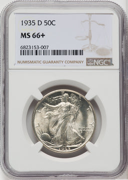 1935-D 50C Walking Liberty Half Dollar NGC MS66+