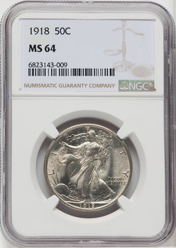 1918 50C Walking Liberty Half Dollar NGC MS64