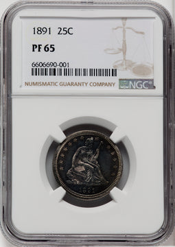 1891 25C Proof Seated Quarter NGC PR65