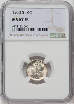 1930-S 10C FB Mercury Dime NGC MS67