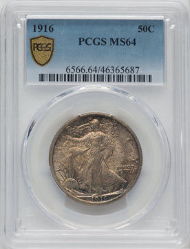 1916 50C Walking Liberty Half Dollar PCGS MS64