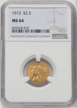 1913 $2.50 Indian Quarter Eagle NGC MS64