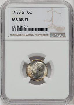 1953-S 10C FB Roosevelt Dime NGC MS68