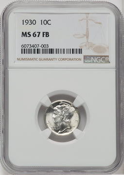 1930 10C FB Mercury Dime NGC MS67