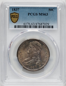 1837 50C Reeded Edge Reeded Edge Half Dollar PCGS MS63