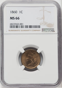 1860 1C Indian Cent NGC MS66