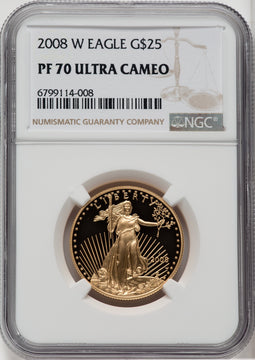 2008-W $25 Half-Ounce Gold Eagle NGC PF70