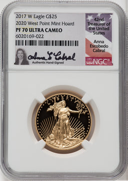 2017-W $25 Half-Ounce Gold Eagle NGC PF70 Anna Cabral Signed