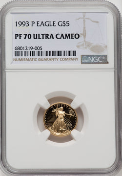 1993-P $5 Tenth-Ounce Gold Eagle NGC PF70