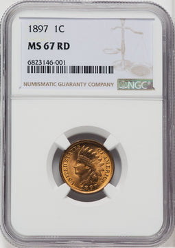 1897 1C RD Indian Cent NGC MS67