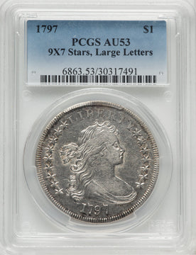 1797 S$1 9x7 Stars Large Letters Early Dollar PCGS AU53