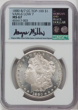 1880-CC $1 VAM-6 8 Over Low 7 Morgan Dollar NGC MS67