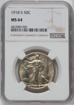 1918-S 50C Walking Liberty Half Dollar NGC MS64
