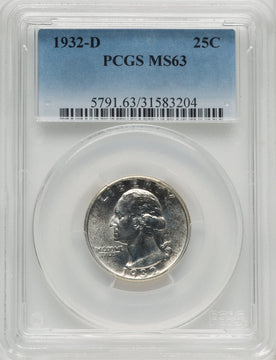 1932-D 25C Washington Quarter PCGS MS63