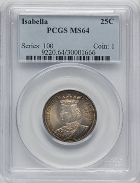 1893 25C Isabella Quarter Commemorative Silver PCGS MS64